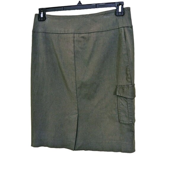 Reitmans Stretch Cargo Skirt Womens Size 9 Olive Green Short Straight Office - Picture 2 of 5